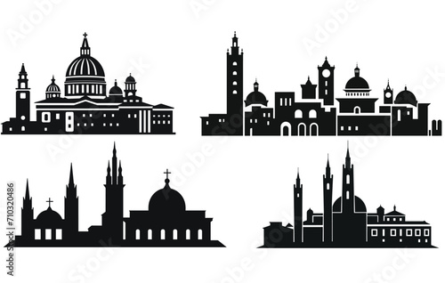 italy city silhouette,Italian cities icons. Set Vector #710320486