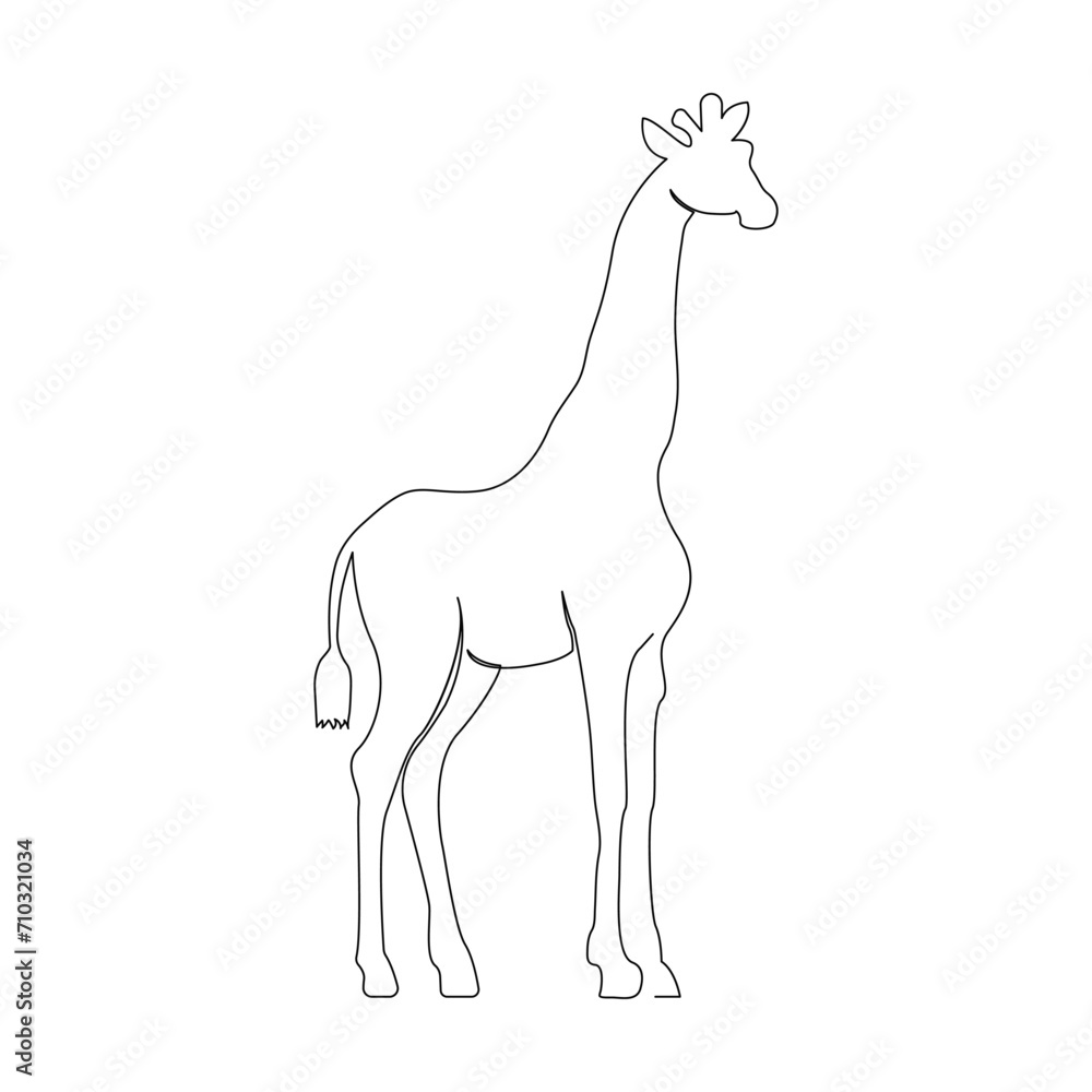 Obraz premium Continuous one line giraffe single line art design and world wildlife Day concept hand drawn minimalist style vector illustration