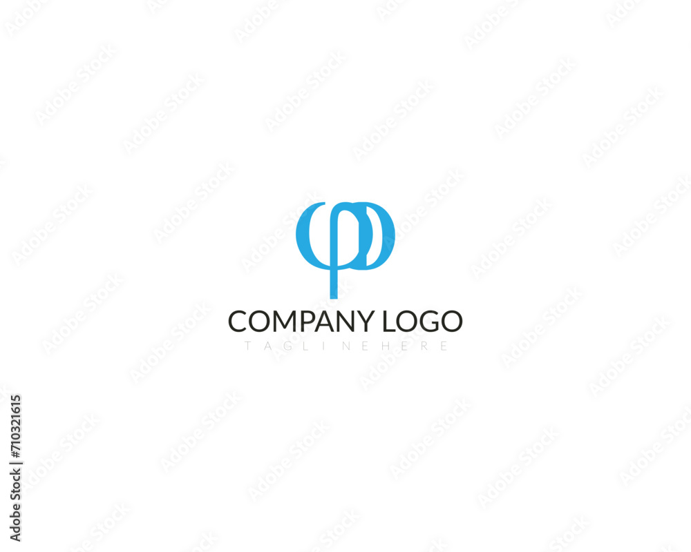 beautiful minimalistic typographic PQ logo using the alphabet P and Q 