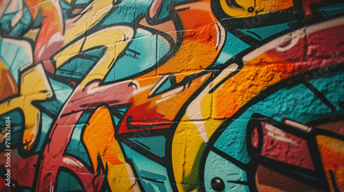 Graffiti alphabet sprayed on a urban wall  vibrant street art