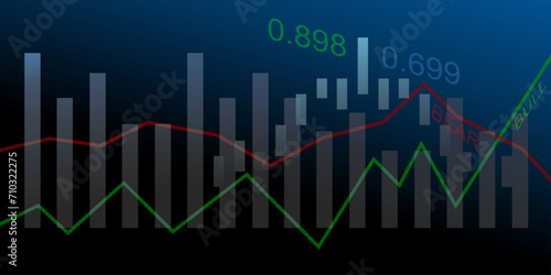 Stock, forex, Crypto market bull vs bear background illustration
