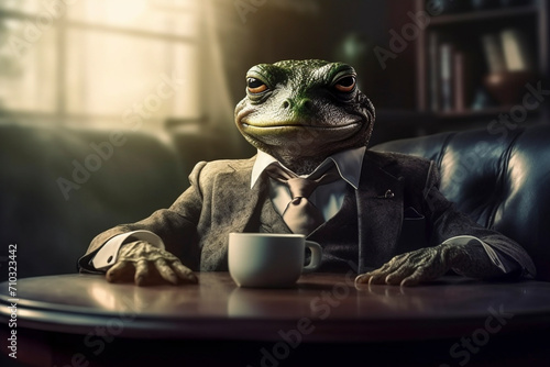 カエルのビジネスマン「AI生成画像」 photo