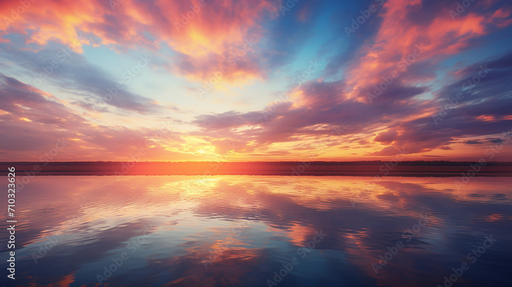beautiful sunset sky nature sky backgrounds with reflection on sea