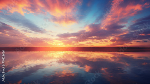 beautiful sunset sky nature sky backgrounds with reflection on sea © Aura