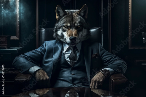 狼のビジネスマン「AI生成画像」