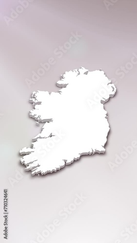 Mobile Vertical Resolution 1080x1920 Pixels, Ireland 3D Map Intro on White Background, Multi Purpose Background Useful for Politics, Elections, Travel, News and Sports Events photo