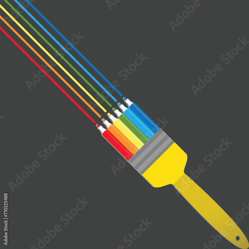 Paintbrush with colorful felt pens instead of bristles