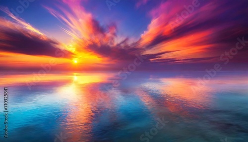 Reflection of colorful clouds in sea water, sunset. Blurred colors of clouds in bright tones. © Євдокія Мальшакова