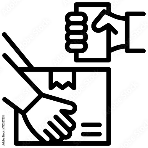 cash on delivery. vector single icon with a dashed line style. suitable for any purpose. for example: website design, mobile app design, logo, etc.