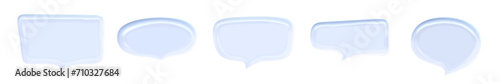 3d speech balloon set for text. Cloud for message talk. Speak dialog box. 3d vector render.