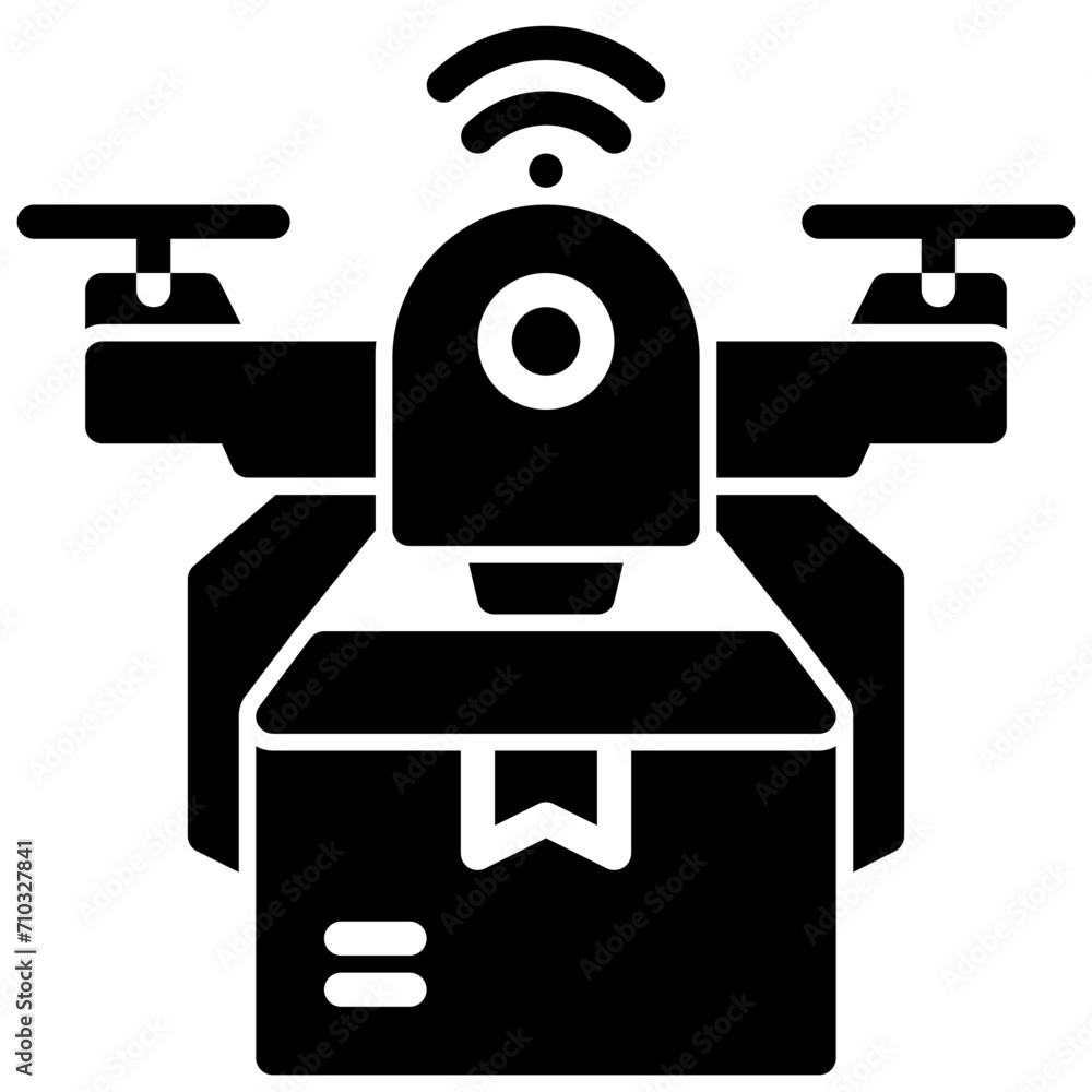 drone delivery package. vector single icon with a solid style. suitable ...