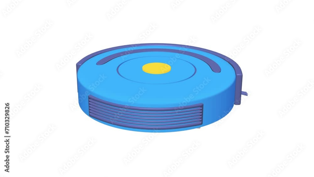 Robot Vacuum. Modern Autonomous Smart Robotic Vacuum Cleaner. Self-Drive Cleaning Smart Robot. Floor Cleaning System. 4K FullHD and HD render footage animation on white with alpha matte Robot Vacuum. Modern Autonomous Smart Robotic Vacuum Cleaner. Self-Drive Cleaning Smart Robot. Floor Cleaning System. 4K FullHD and HD render footage animation on white with alpha matte
