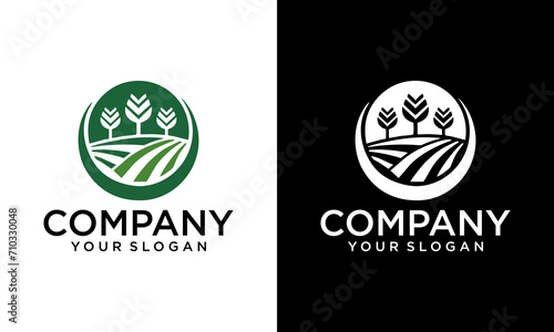 Creative circle wheat farm creative logo design elegant design. vector logo design for agriculture, agronomy, wheat farm, rural country farming field, natural harvest