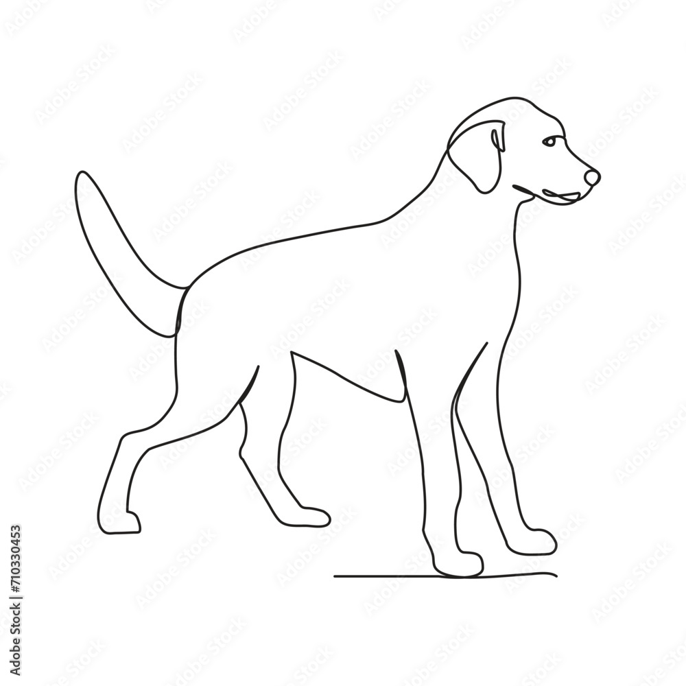 Dog continuous single line drawing vector art illustration