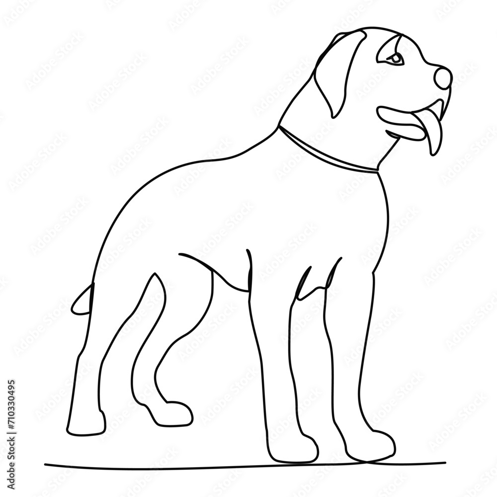 Dog continuous single line drawing vector art illustration