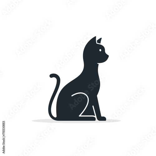 Cat icon  pet symbol  Vector isolated illustration. Side view silhouette