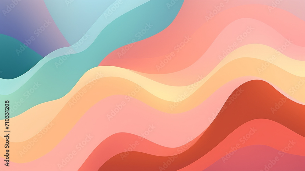 Fototapeta premium Colorful abstract background with wavy shapes, Generative AI