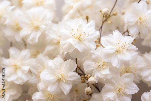 Close-up of a bunch of white flowers  Generative AI