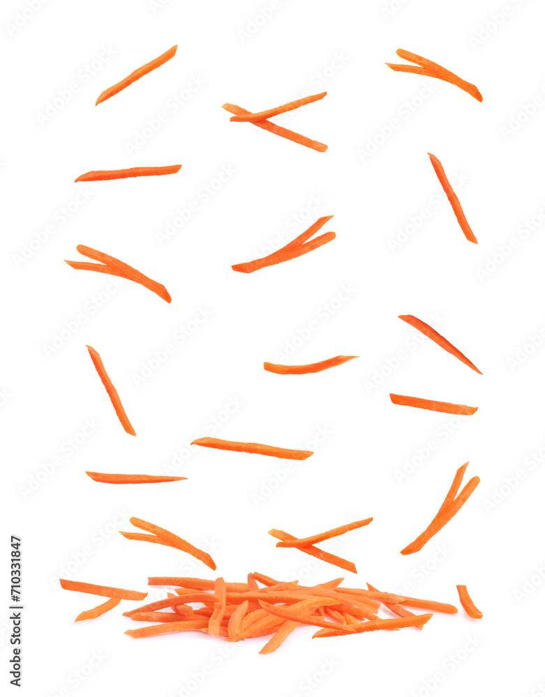 carrots cut into strips on a white background 10 carrots cut into strips on a white background 10