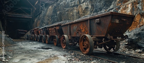 Obraz na płótnie Coal mine carts, formerly utilized in a closed French mine post-1951, Communay.