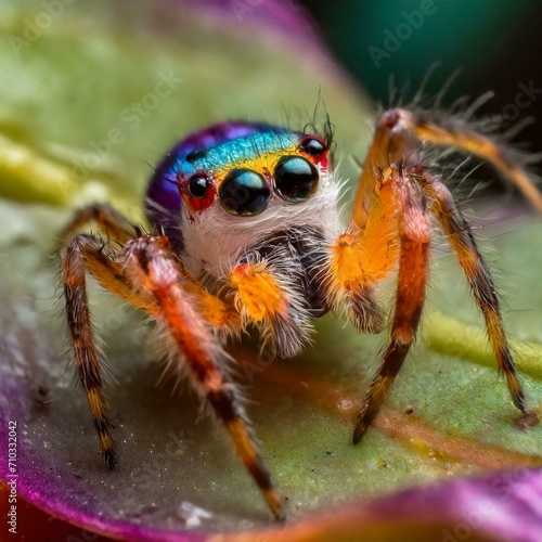 Arachnid Aesthetics: Exploring the Delicate Beauty of a Small, Colorful Spider Up Close"