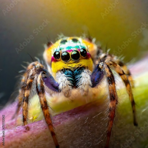 Miniature Marvels: Adorable Close-Ups of a Colorful Tiny Spider"