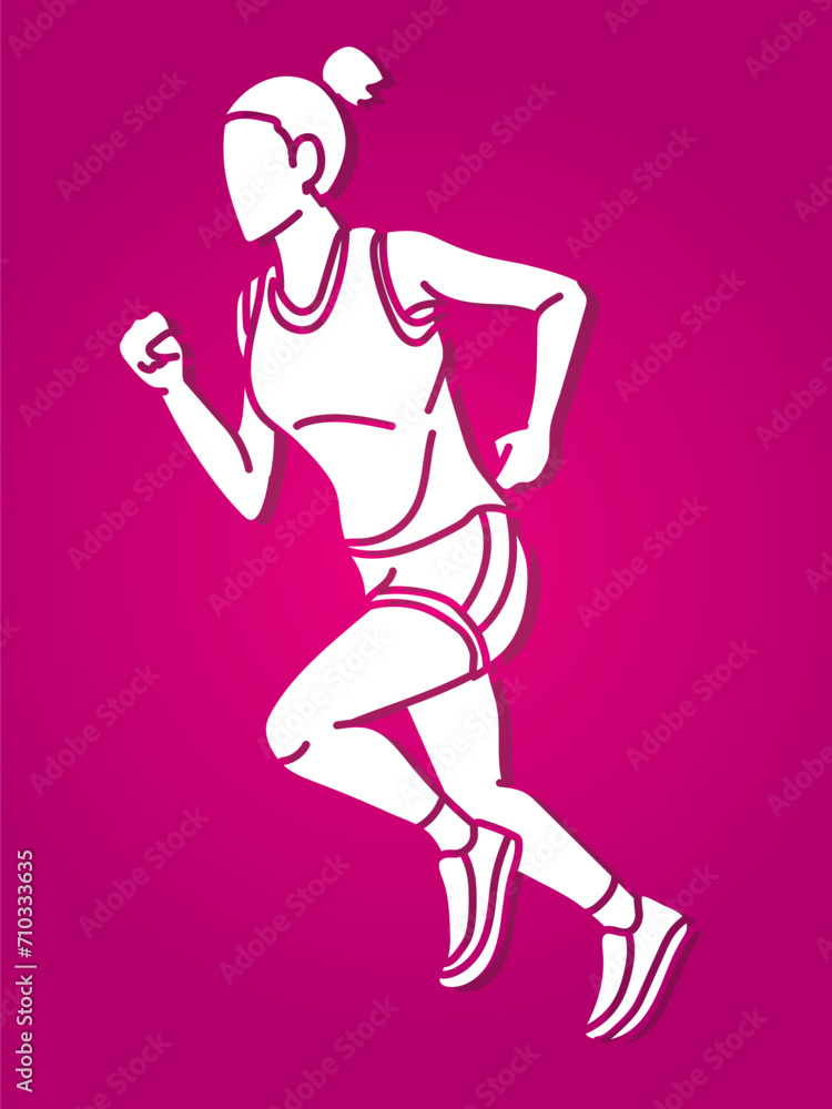 A Woman Running Action Marathon Runner Start Running Cartoon Sport Graphic Vector A Woman Running Action Marathon Runner Start Running Cartoon Sport Graphic Vector