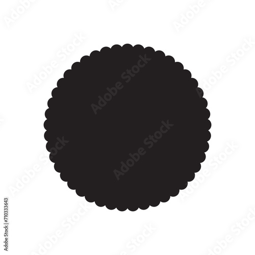 Circle scalloped frames. Scalloped edge rectangle and ellipse shapes. Simple label and sticker form. Flower silhouette lace frame. Vector illustration isolated on white background.