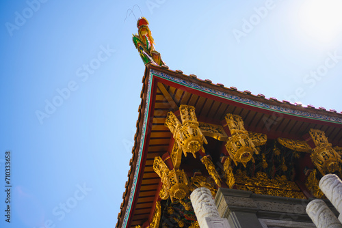 Colorful Chinese temple in Yokohama China town, Japan