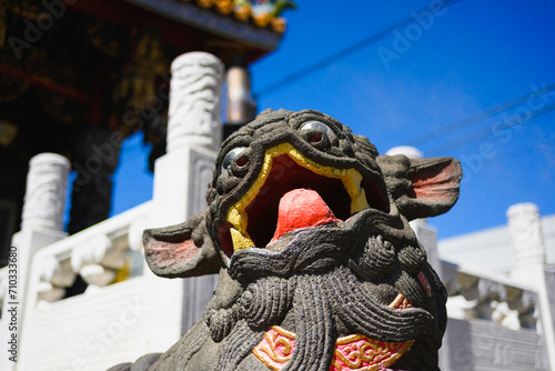Colorful Chinese temple in Yokohama China town, Japan