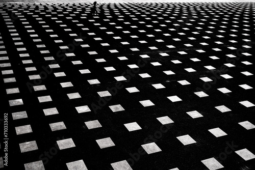 Abstract shot of silhouette walking in Yokohama, Japan