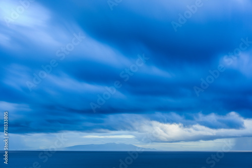 Long exposure of dramatic clouds over the sea, Izu Peninsula, Japan
