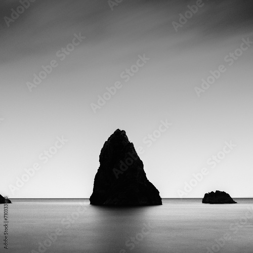 Long exposure shot of sea stacks in Izu Peninsula, Japan