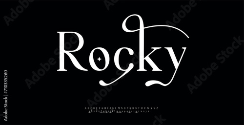 Rocky Modern abstract digital alphabet colorful font minimal technology typography creative urban. vector illustration 