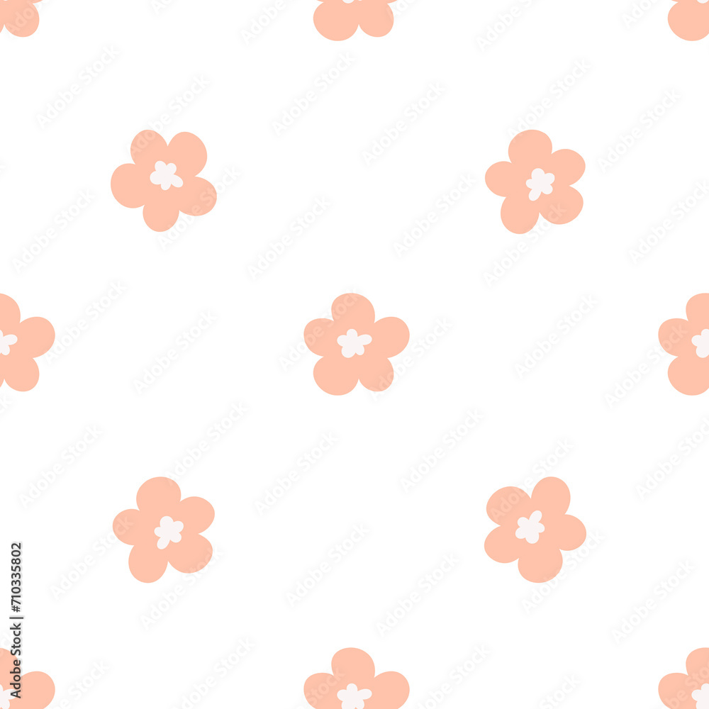 Seamless pattern with peachy flowers 