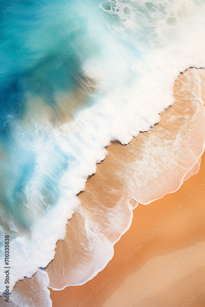 Surf on the beach, sea coast shot from above Surf on the beach, sea coast shot from above