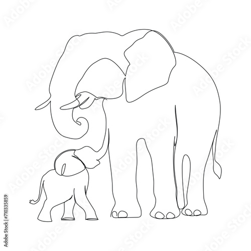 Elephant continuous single line art drawing and world wildlife Day concept Minimalist elephants outline editable active stroke vector.