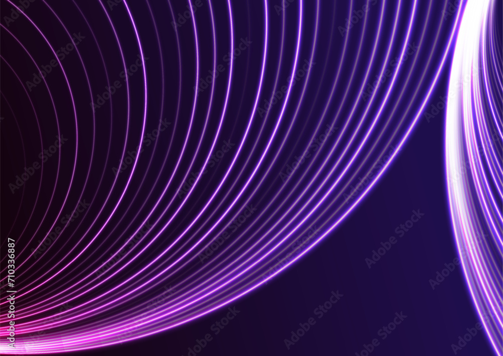 Bright violet neon curved lines abstract technology background. Futuristic glowing vector design Bright violet neon curved lines abstract technology background. Futuristic glowing vector design