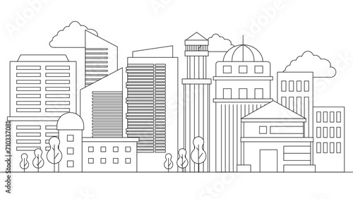 Black and white vector modern city landscape buildings and architecture real estate silhouette vector background