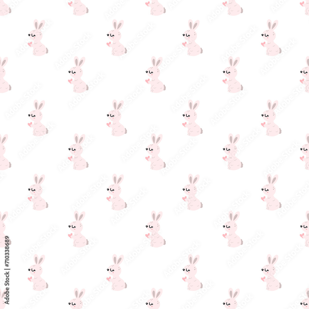seamless pattern with pink rabbits seamless pattern with pink rabbits