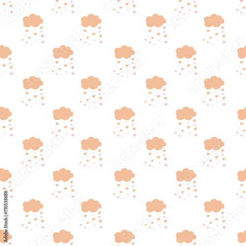 Seamless pattern with peach clouds