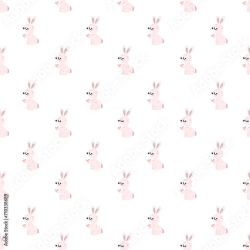 seamless pattern with pink rabbits