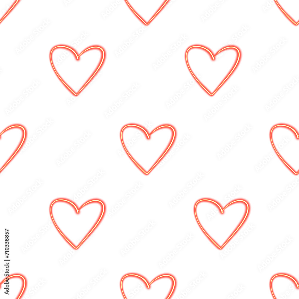 Seamless pattern with hearts, isolated 