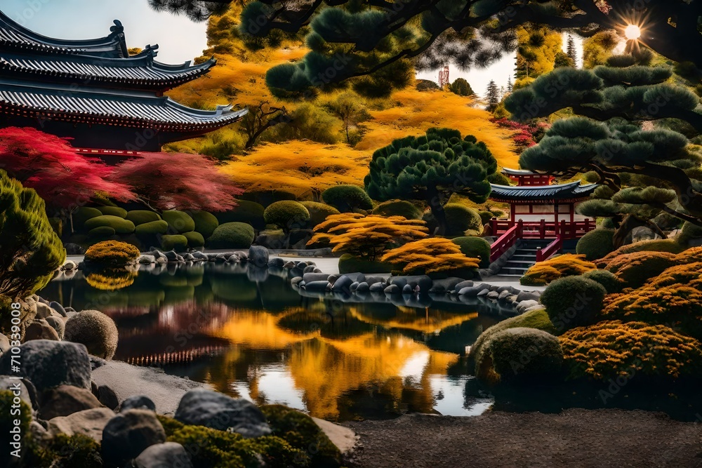 Naklejka premium chinese temple at night