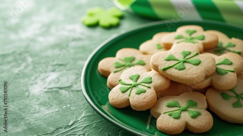 Festive Shamrock Cookies on Green Plate for St. Patrick's Day Celebration