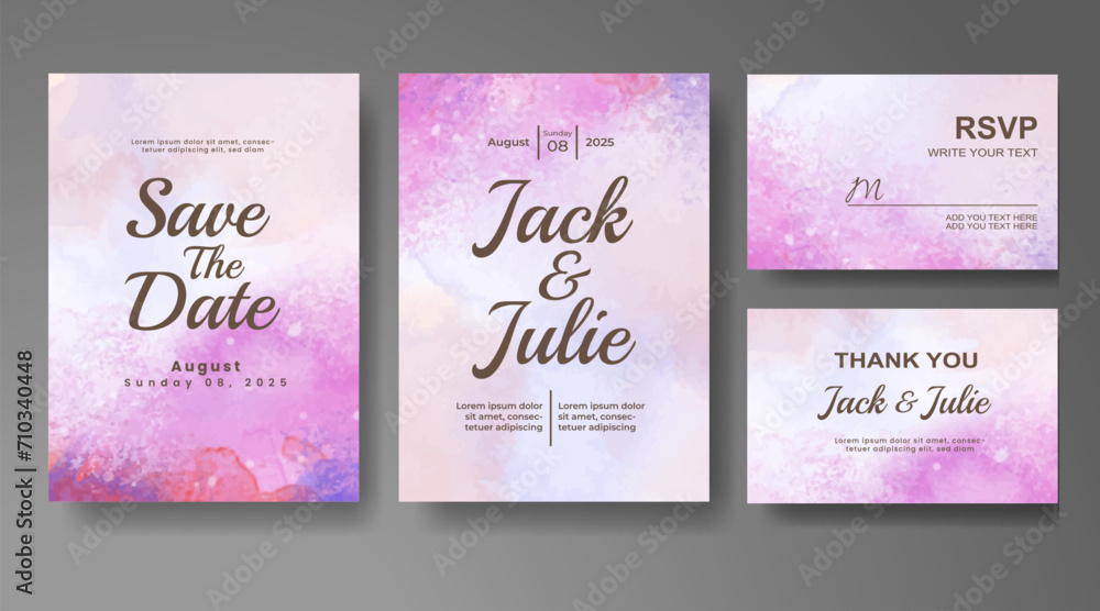 Wedding invitation with abstract watercolor background Wedding invitation with abstract watercolor background