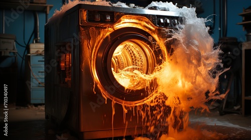clothing dryer washing machine duct on fire