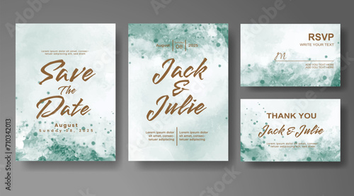 Wedding invitation with abstract watercolor background