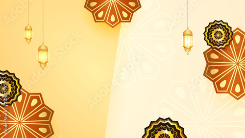 Beige gold and orange vector luxury and elegant background template ramadan kareem traditional with mandala ornament. Ramadan luxury golden background