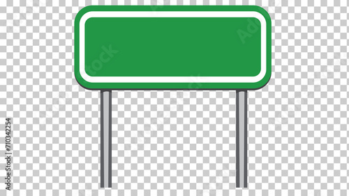 Blank Green Road Sign Isolated, on Transparent Background photo